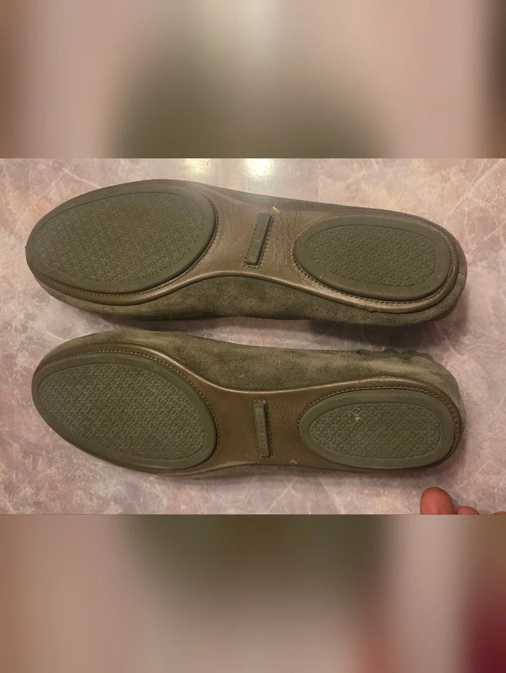 Tory Burch Minnie Suede Ballet Flats in Olive Green